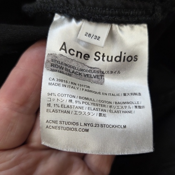 Acne Studios Acne Row Black Velvet Women's Jeans Size 28 Made in Italy - Picture 7 of 13